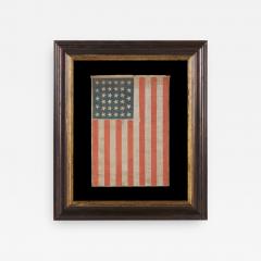 34 Stars In A Lineal Arrangement on a Antique American Parade Flag - 876391