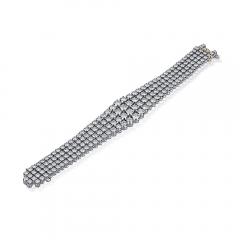 35 Carat TW Round Cut Diamond Platinum 4 Row Bracelet - 3896712