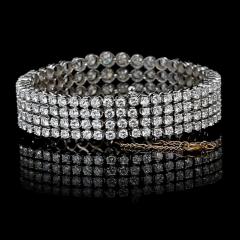 35 Carat TW Round Cut Diamond Platinum 4 Row Bracelet - 3896713