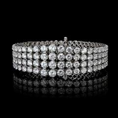 35 Carat TW Round Cut Diamond Platinum 4 Row Bracelet - 3896714