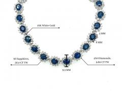 36 Carat Oval Cut Blue Sapphire Diamond Choker Necklace in 18K White Gold - 3558785