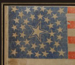36 STAR PRINTED AMERICAN FLAG RARE HALOED STAR MEDALLION CIRCA 1865 - 3619330