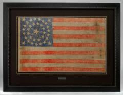36 STAR PRINTED AMERICAN FLAG RARE HALOED STAR MEDALLION CIRCA 1865 - 3619339
