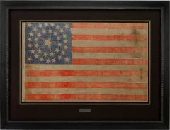 36 STAR PRINTED AMERICAN FLAG RARE HALOED STAR MEDALLION CIRCA 1865 - 3619343