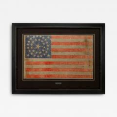 36 STAR PRINTED AMERICAN FLAG RARE HALOED STAR MEDALLION CIRCA 1865 - 3620299