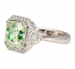 4 26 Carat Radiant Cut Fancy Yellowish Green SI1 Clarity 18K GIA Diamond Ring - 3500159