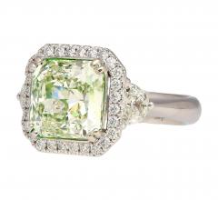 4 26 Carat Radiant Cut Fancy Yellowish Green SI1 Clarity 18K GIA Diamond Ring - 3500175