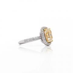 4 36 Carat Elongated Cushion Fancy Yellow Diamond Halo 18K Engagement Ring - 3991510