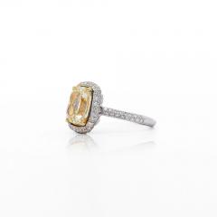 4 36 Carat Elongated Cushion Fancy Yellow Diamond Halo 18K Engagement Ring - 3991547