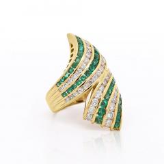 4 42 Carat Emerald Diamond Pave 18K Gold Bypass Cluster Ring - 4020237