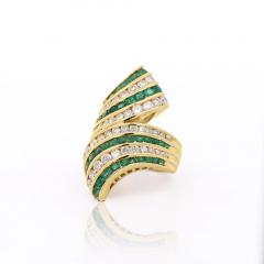 4 42 Carat Emerald Diamond Pave 18K Gold Bypass Cluster Ring - 4020260