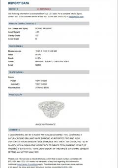 4 53 Carat Round Cut Diamond 18K White Floral Halo Engagement Ring - 3974408