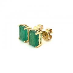 4 7 Carat TW Natural Green Emerald Stud Earrings in 14K Solid Yellow Gold - 3558749