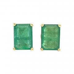 4 7 Carat TW Natural Green Emerald Stud Earrings in 14K Solid Yellow Gold - 3610555