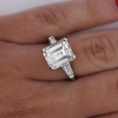 4 78 Carat Asscher Tapered Baguette Diamond Platinum 3 Stone Engagement Ring - 3876914