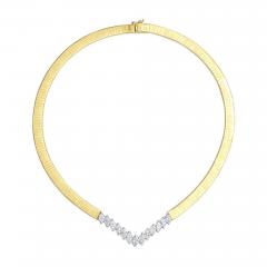 4 Carat Total Marquise Diamond Herringbone Choker Necklace in 14K Gold - 3633424