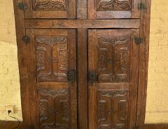 4 Doors Cupboard Or Wardrobe Gothic Period In Oak 15 Century - 2965423