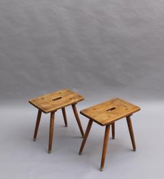 4 FRENCH 1950S BEECH STOOLS OR OCCASIONAL TABLES - 977300