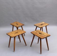 4 FRENCH 1950S BEECH STOOLS OR OCCASIONAL TABLES - 977301
