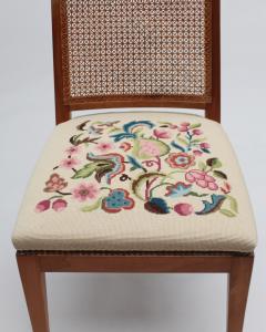 4 Fine French 1940s Cherry Cane and Tapestry Side Chairs - 4317530