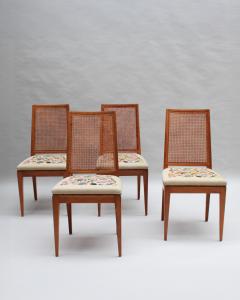4 Fine French 1940s Cherry Cane and Tapestry Side Chairs - 4317541