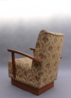 4 Fine French Art Deco Oak Pedestal Lounge Armchairs - 466485