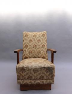 4 Fine French Art Deco Oak Pedestal Lounge Armchairs - 466486