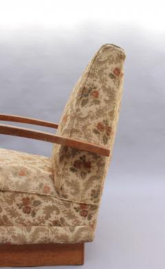 4 Fine French Art Deco Oak Pedestal Lounge Armchairs - 466488