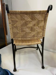 4 Heavy Hand Wrought Iron and Woven Raffia Armchairs - 4619863