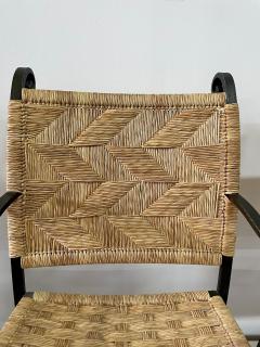 4 Heavy Hand Wrought Iron and Woven Raffia Armchairs - 4619895