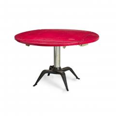 4 Italian Mid Century Red Round dining cafeTable - 4729314