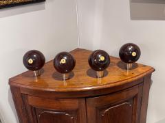 4 Lawn Balls 19th Century Lignum Vitae inlaid numbers Monogram - 4399875