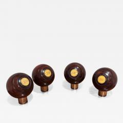 4 Lawn Balls 19th Century Lignum Vitae inlaid numbers Monogram - 4401775
