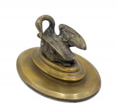 4 Piece French Empire Bronze Inkwell Set with Swan - 4200992