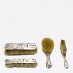 4 Piece French Louis XV Silver Vanity Brush Set - 4297850