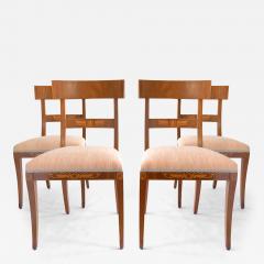 4 SWEDISH GRACE SIDE Klismos CHAIRS IN MAHOGANY WITH MARQUETRY - 4463967