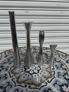 4 Various Size and shaped Nambe Polished Aluminum Candleholders - 4398038