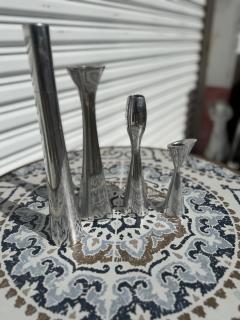 4 Various Size and shaped Nambe Polished Aluminum Candleholders - 4398094