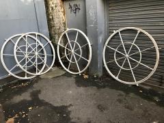 4 Victorian Cast Iron Circular Swivel Windows with Segmented Triangular Design - 4188786