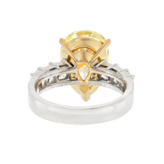 4 carat Fancy Yellow Pear Cut Diamond Engagement Ring - 4045794