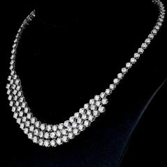 40 Carat Round Brilliant Diamond Platinum 3 Row Chandelier Necklace - 3896684