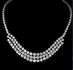 40 Carat Round Brilliant Diamond Platinum 3 Row Chandelier Necklace - 3896686