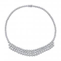 40 Carat Round Brilliant Diamond Platinum 3 Row Chandelier Necklace - 3900425