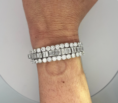 45 Carat TW Baguette and Round Cut Natural D E F color Diamond Bracelet - 3548245