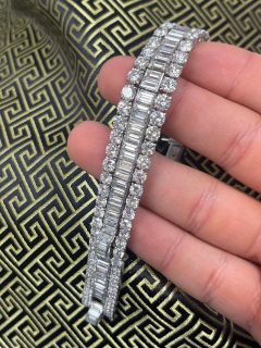 45 Carat TW Baguette and Round Cut Natural D E F color Diamond Bracelet - 3548251