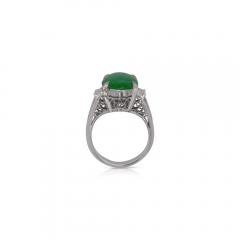 5 03 Carat Natural Jade and diamond Filigree Cathedral Platinum Ring - 3772492