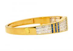 5 09 Carat Blue Sapphire and Diamond Bangle Bracelet in 18k Yellow Gold - 3661321