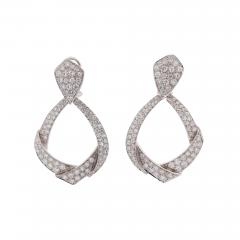 5 1 Carat Pave Diamond 14K White Gold Open Clip On Drop Earrings - 4015495