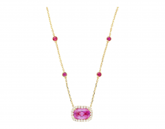 5 10 Carat No Heat Ceylon Pink Sapphire East West Floating Necklace - 3644270