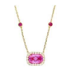 5 10 Carat No Heat Ceylon Pink Sapphire East West Floating Necklace - 3644950